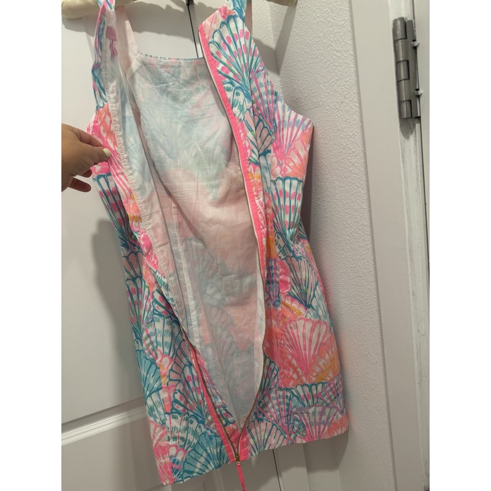 Lilly Pulitzer Simone Shift Dress Sleeveless Sz 8 Bright Seashell Cotton - Picture 7 of 11